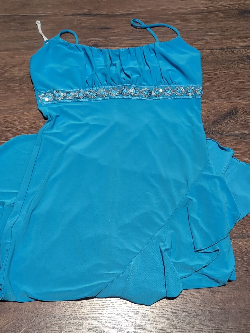 Lipstick Boutique Turquoise Spaghetti Strap Asymmetrical Dress